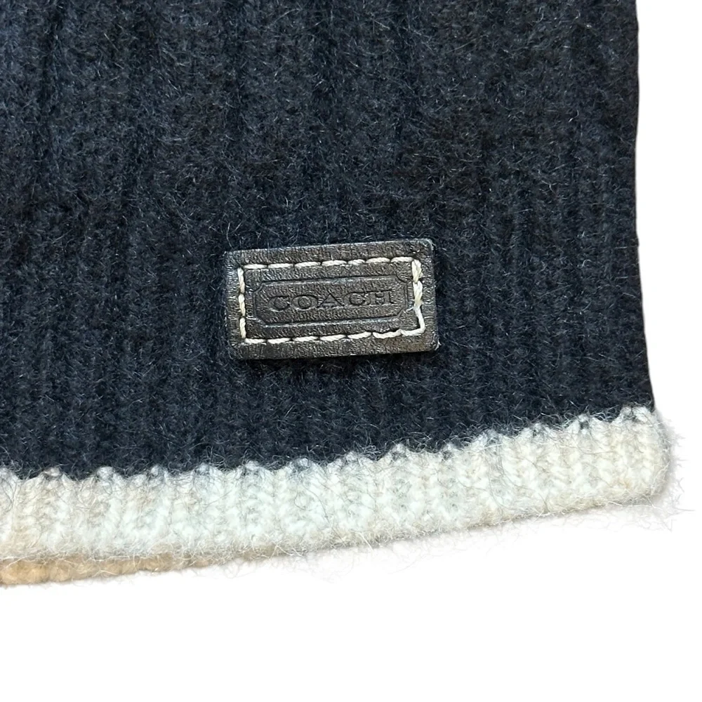 COACH Wool/Rabbit Angora/Cashmere/Rayon Knit Beanie Winter Cap Black Youth O/S
